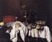 Still-Life with Pie, Silver Ewer and Crab - 威廉·克莱兹·海达